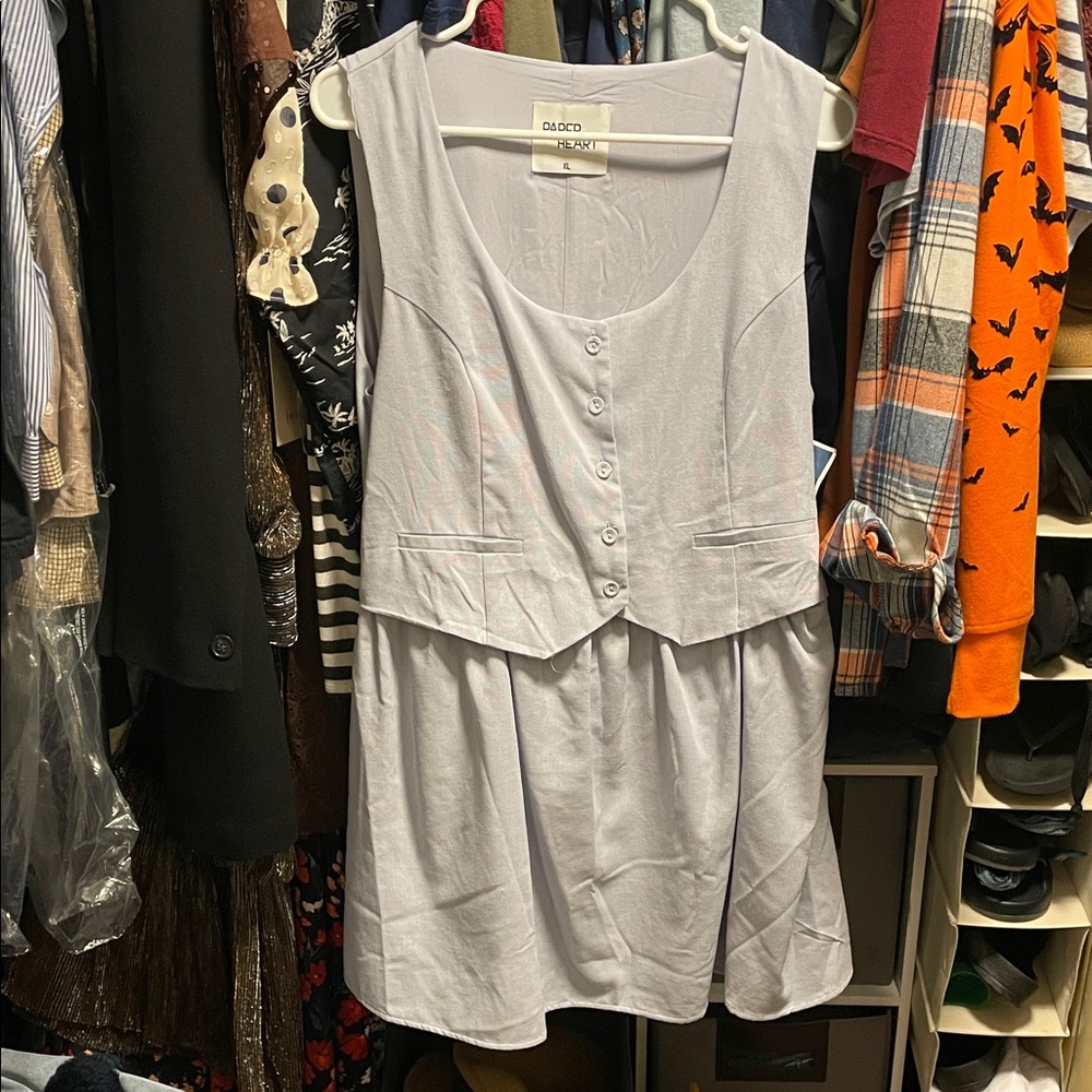 Paper heart  Light Blue Button-Front Mini Dress